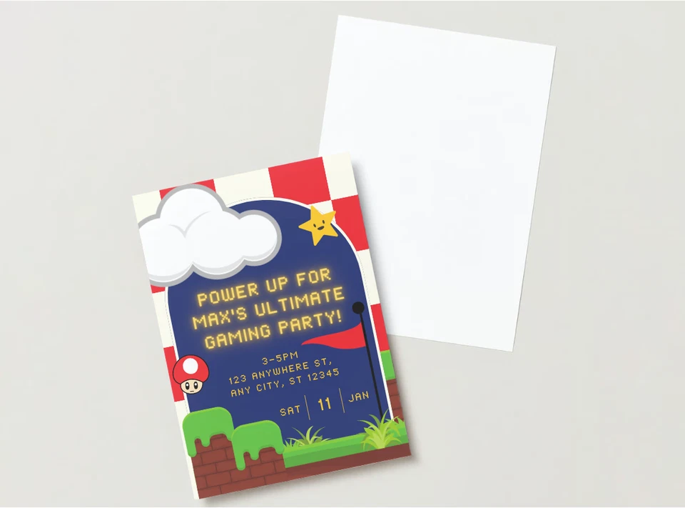 Invitación de cumpleaños digital personalizada para juegos fiesta Foto 3 de 4