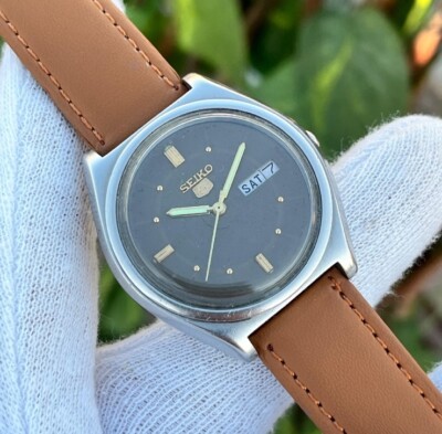 Vintage Seiko 5 Automatic Deep choco Dial Japan Made Men Watch Cal