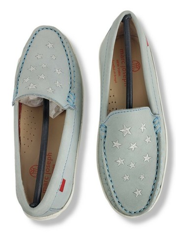 Marc Joseph New York Kids Unisex Leather Driver Silver Star Loafer, L-Grey 1.5 - Picture 5 of 11