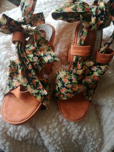orange tie up sandals