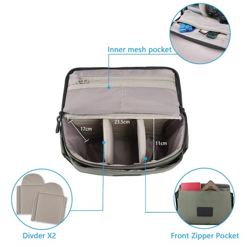Camera bag borsa a tracolla per fotocamera borsa imbottita impermeabile per DSLR SLR - Foto 4 di 6