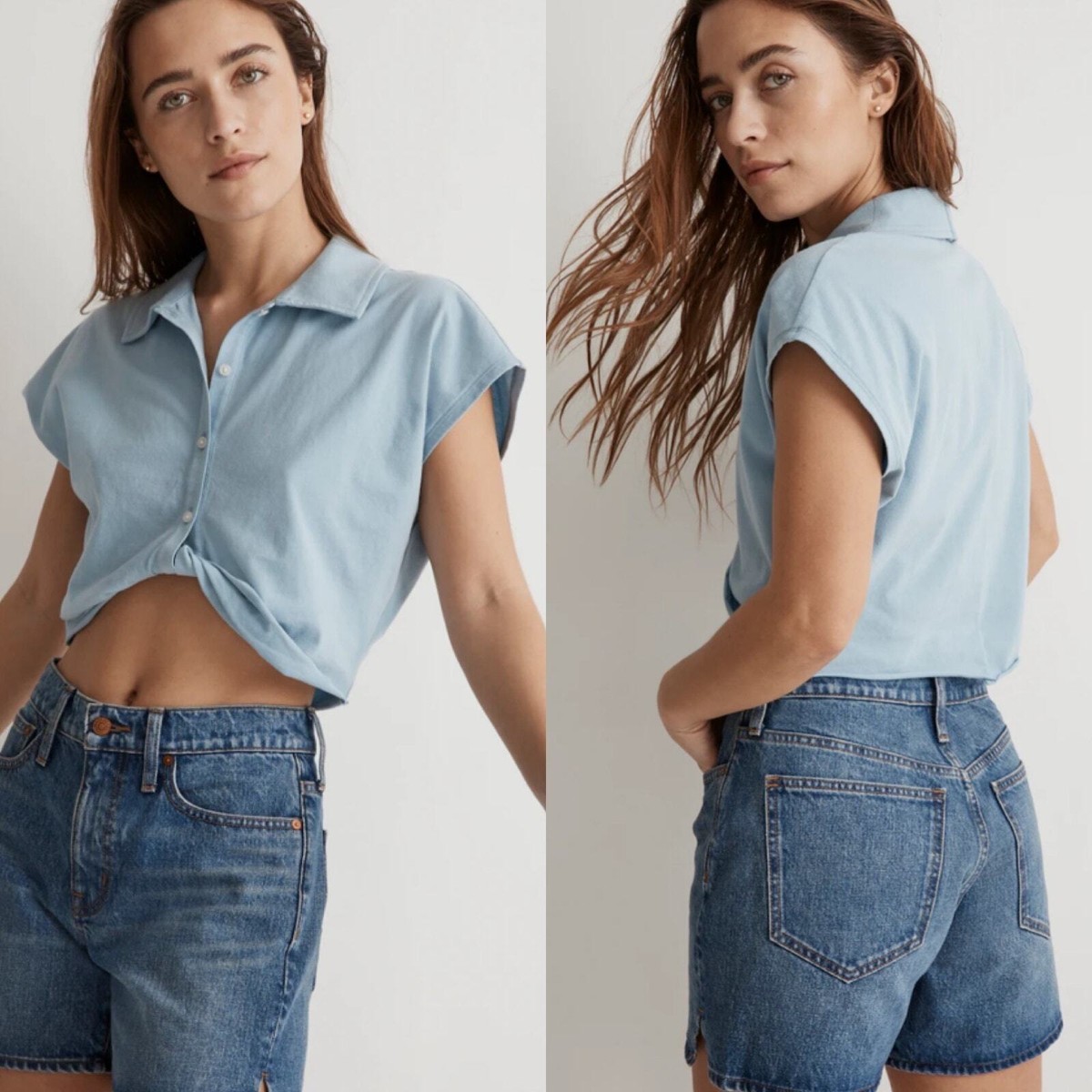 メイドウェル Madewell MWL Polo Twist Tee: Botanical Dye Edition レディース シャツ トップス Ba NWT Madewell MWL Polo Twist Tee: Botanical Dye Edition Size