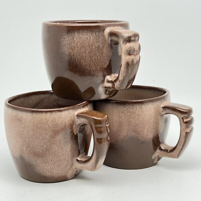 Set Of 3 FRANKOMA Pottery Desert Brown Plainsman 5C Coffee Tea Mugs Cups