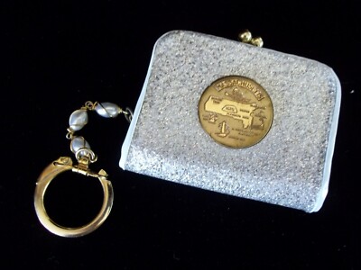 Vintage  Massachusetts Map Keychain with small Coin Purse Retro 1960's era 