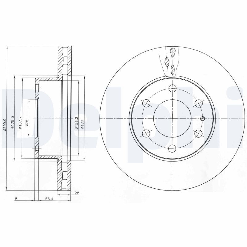 Disque de frein DELPHI BG4100 pour châssis IVECO DAILY VI arrière