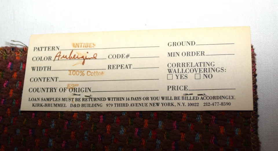 Kirk Brummel Lot of 7 Cotton Wool Upholstery Fabric Samples - Image 3 of 4