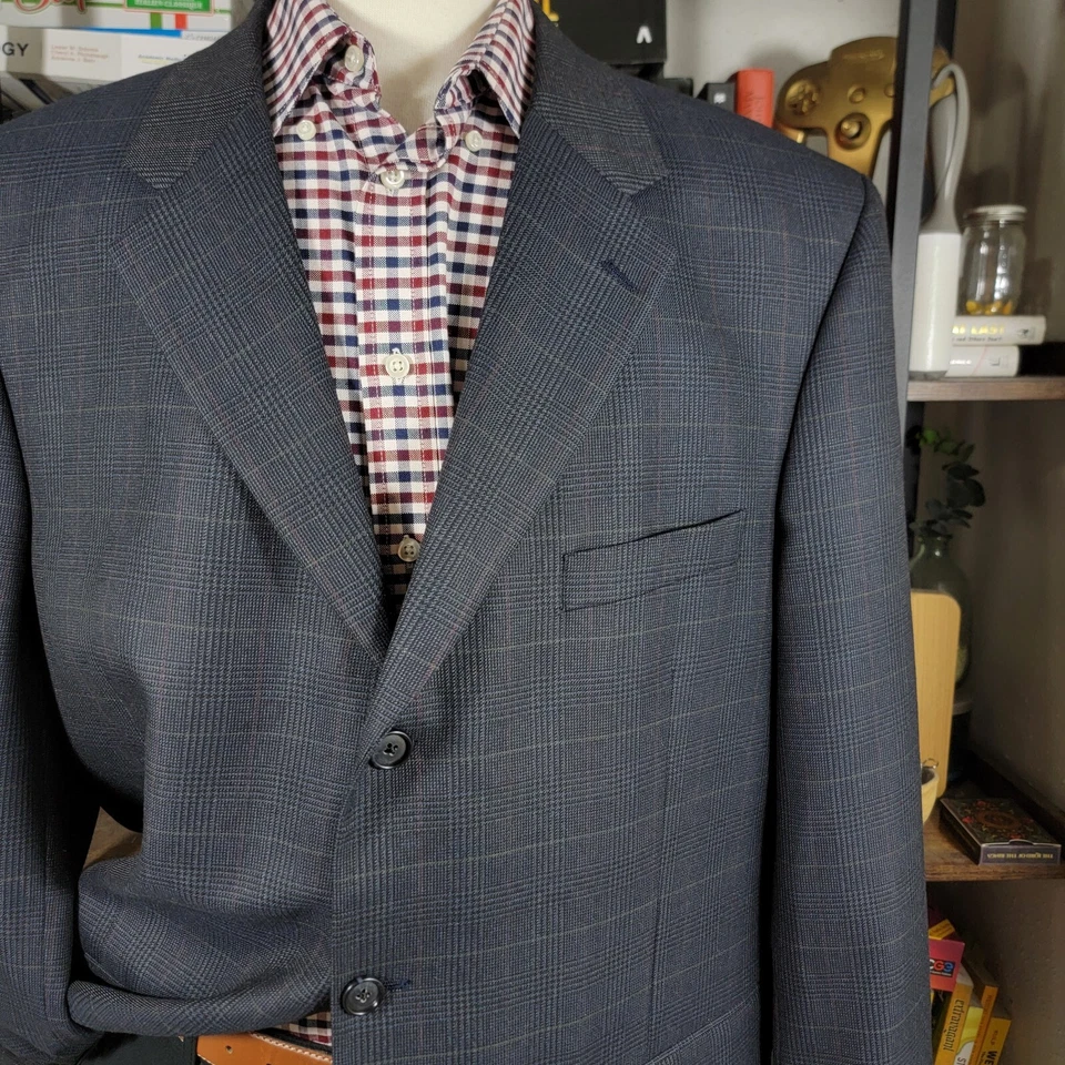 Abrigo Blazer Deportivo Para Hombre Tasso Elba Dos Botones Lana Angelico Cachemira Azul Marino Talla 46R Foto 4 de 4