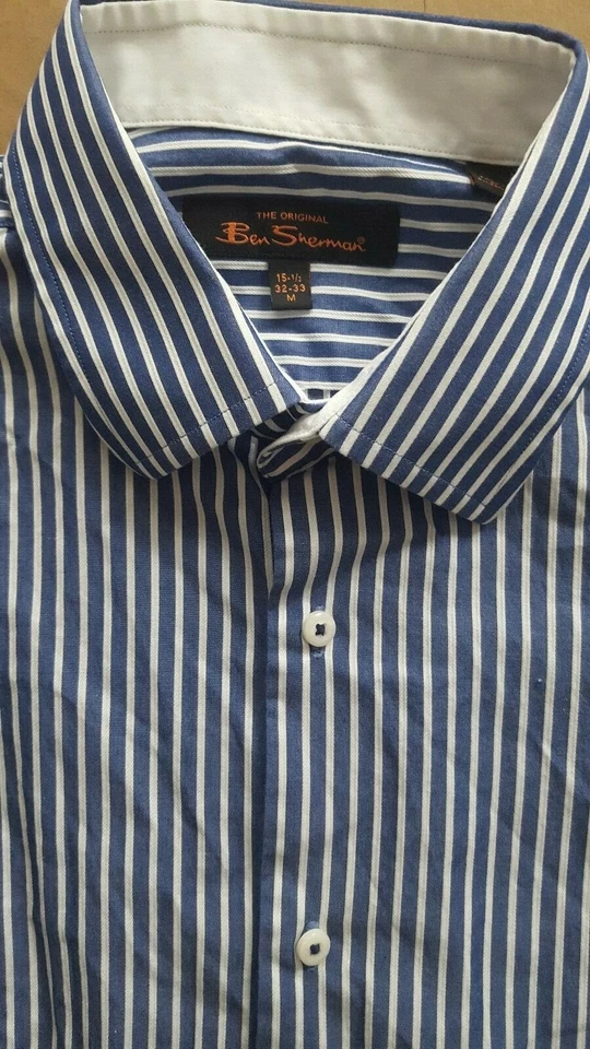 BEN SHERMAN - Camisa informal con botones de calce clásico a medida - 15 1/2 - 32/33 Foto 3 de 4