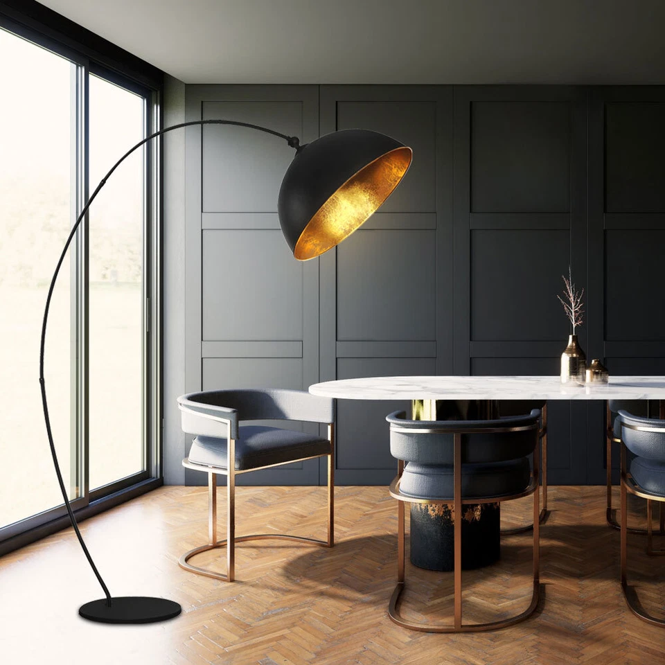 LED Steh Bogen Leuchte Blatt Gold Wohn Schlaf Zimmer Stand Lampe verstellbar - Bild 4 von 4