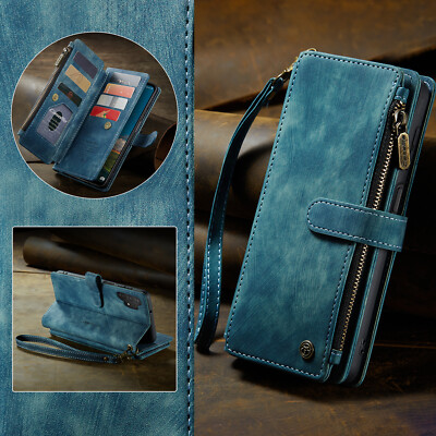 For Samsung Galaxy S25 Ultra S24 FE S23 S22 S21 S20 S10Zipper Pocket Wallet Case