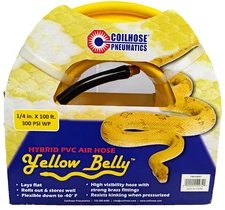 Coilhose YB41004Y Yellow Belly 1/4” x 100 ft. PVC Hybrid Air Hose