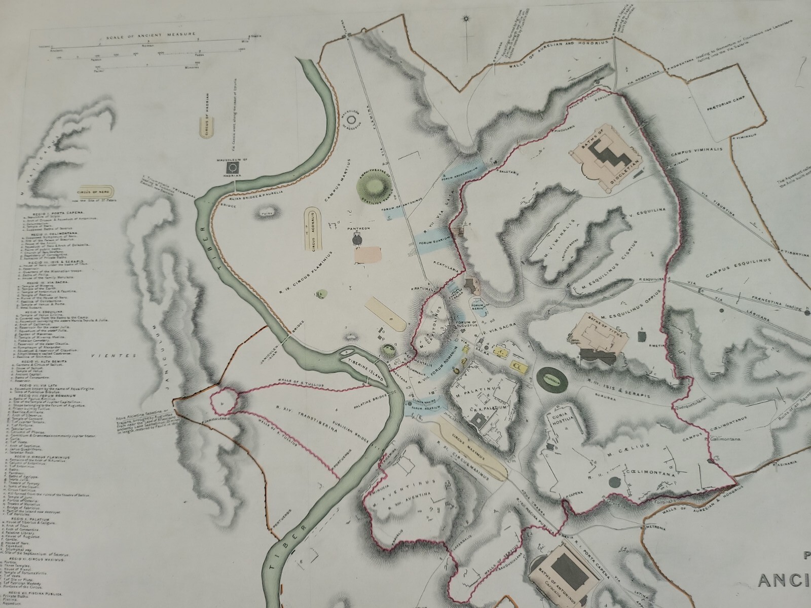 nice-large-colored-map-of-ancient-rome-1846-original-ebay