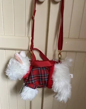Faithful Friends WHITE HIGHLAND TERRIER Handmade Plush Dog Red Plaid Purse