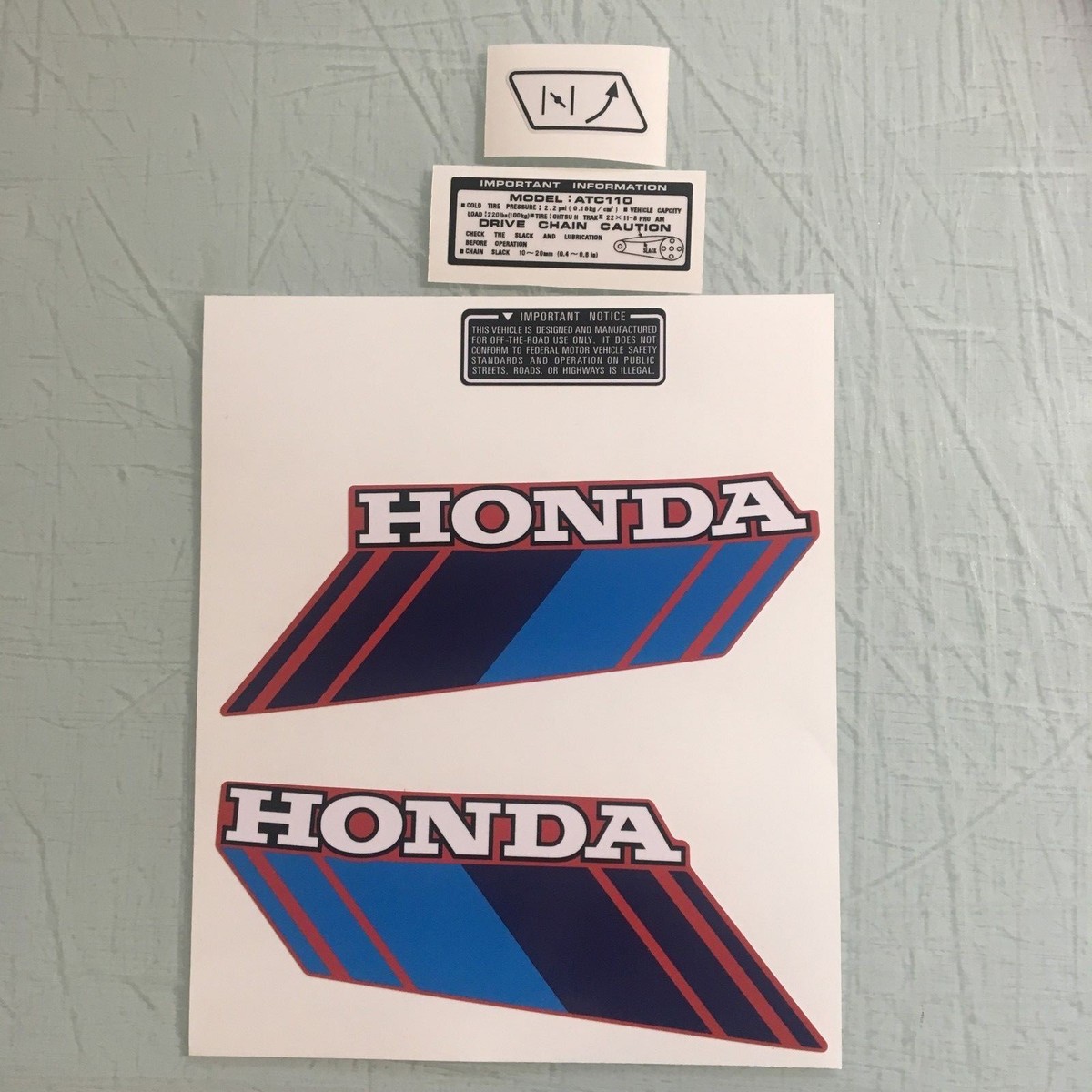 Replacement Tank Decals For 1977-1978 Honda ATC90 K5 Three-Wheeler – Made In USA