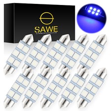 10 X Sawe 41mm 42mm 6smd Led Dome Map Interior Light Bulbs 578 211-2 212-2 Blue