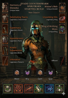DIABLO 4 SEASON 13 EVADE COUTER SWARM SB BUILD x9 NON-GA  ITEMS 100M Gold