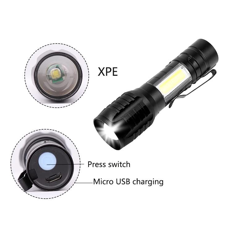 Lampe torche LED pour camping et randonnée nocturne étanche avec zoom