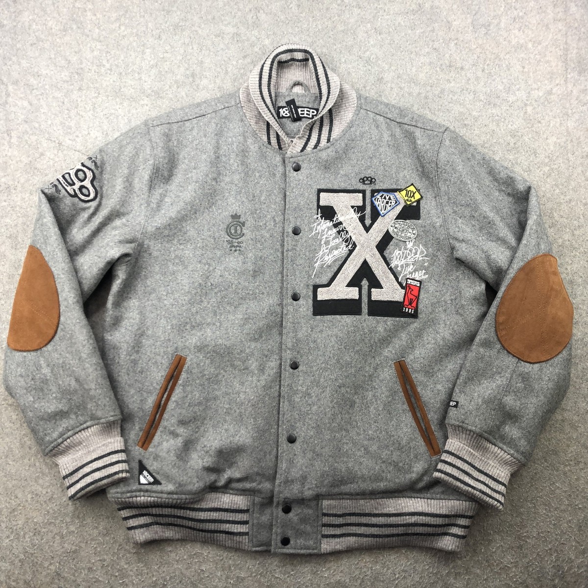 【超美品】10Deep Patchwork Varsity Jacket 10 Deep Varsity Jacket Mens 2XL Wool Blend Letterman Patch