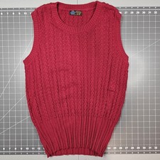 Vintage Sears Sweater Vest Mens Small 36 Red Cable Knit 60s Put On Shop Acrylic