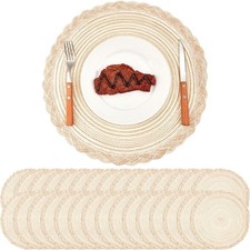 Set of 30 Large 15 inch Round Braided Placemats Boho placemats Bulk Washable ...
