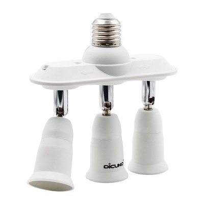 DiCUNO Light Socket Splitter 3 Way Adapter, 3 in 1 E26 white 