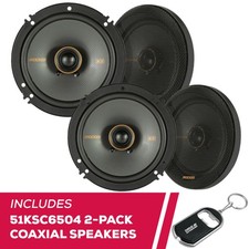 Kicker 2-Pack 51KSC6504 6.5" 4 Ohms 2-Way Coaxial Speakers - High Power Handling
