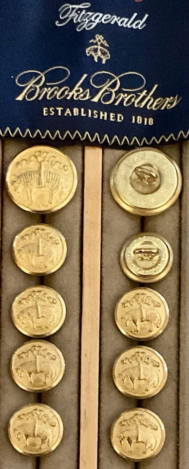 BROOKS BROTHERS 1818 Golden Fleece Set of 10 Waterbury Replacement Brass Buttons - Image 4 of 4