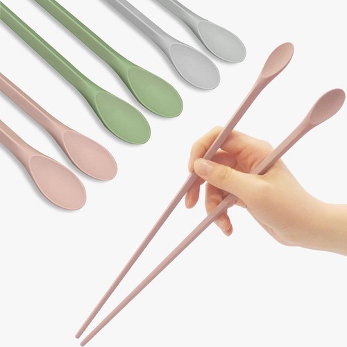Palillos de cocina largos reutilizables de silicona con cuchara - Juego de 12 pulgadas 3 colores,... - Imagen 1 de 9