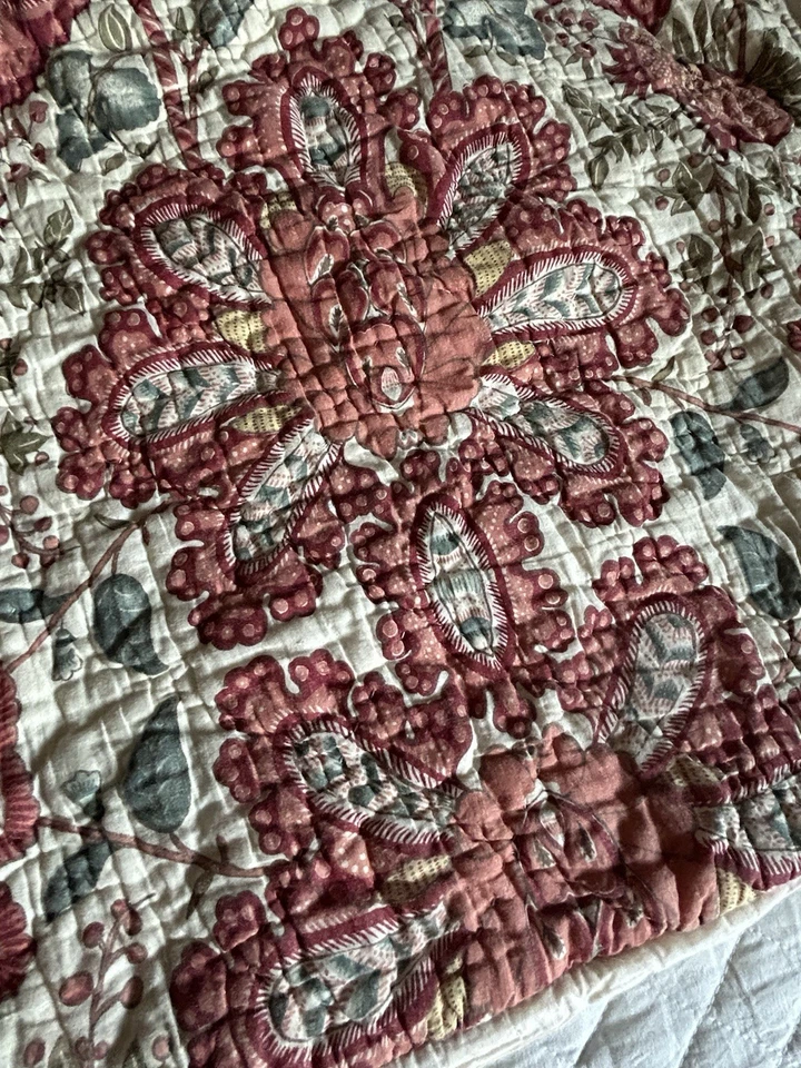 Pottery Barn Palampore Cora Acolchado Falso Granada Coral Rosa 1- Estándar Foto 2 de 4