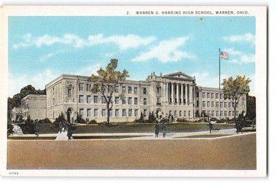 Vintage Postcard Warren G. Harding High School Warren Ohio Early 1900s Hamm Co.
