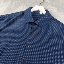 State Liberty Dress Shirt Mens 48 Blue Polka Dot Athletic Performance Career