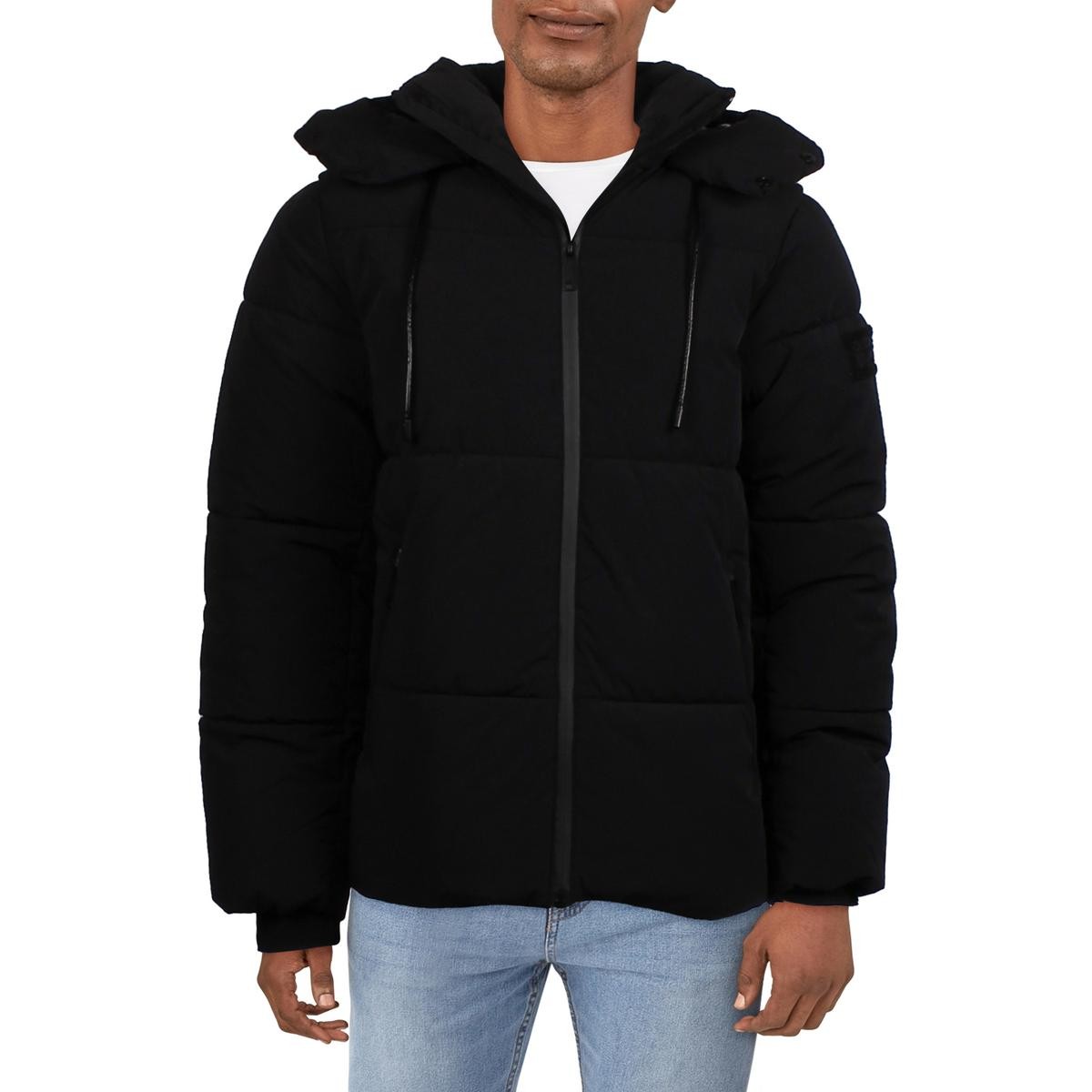 Уличное стеганое пальто United Mens Black Stretch со стеганой подкладкой S BHFO 7106