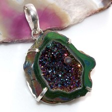 Titanium Druzy 925 Silver Plated Pendant 2
