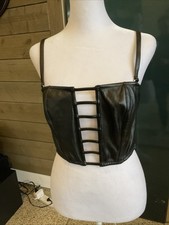 Victoria s Secret Black Faux Leather Corset Bustier Top Size Medium