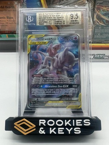 2016-21 Pokemon Sun & Moon Power Partnership Tins Promo Mewtwo & Mew GX BGS 9.5