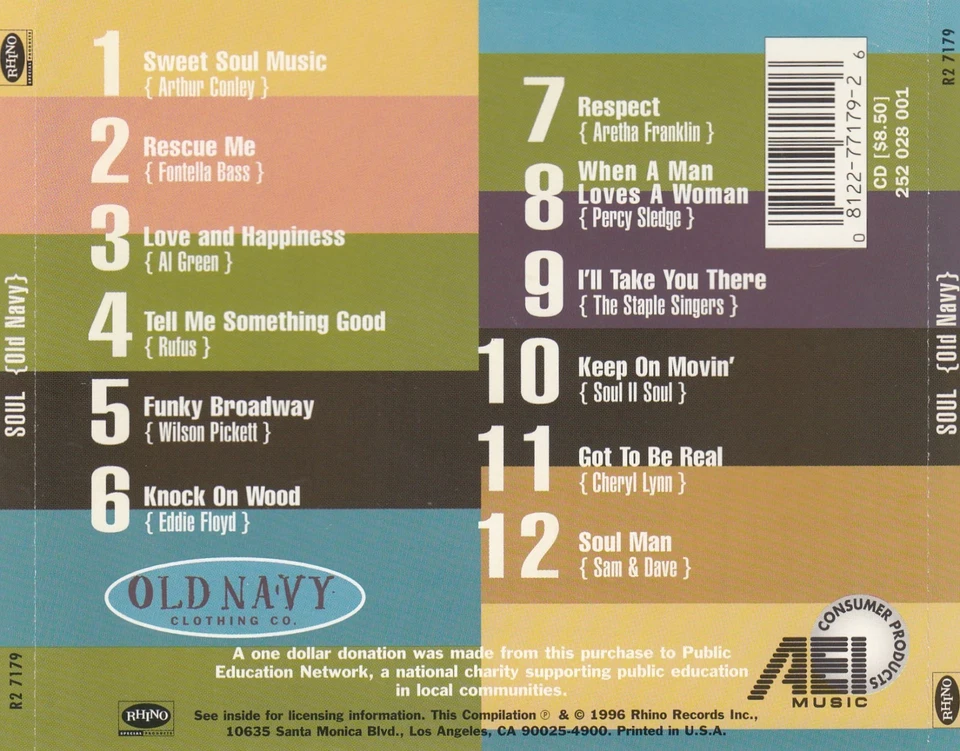 Soul - Old Navy 12 Great Songs That Move Body and Soul CD 1996 Foto 3 de 3