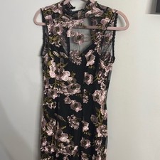 ASOS Black Floral Embroidered Mesh Maxi Dress Size 8 US Sleeveless High Neck