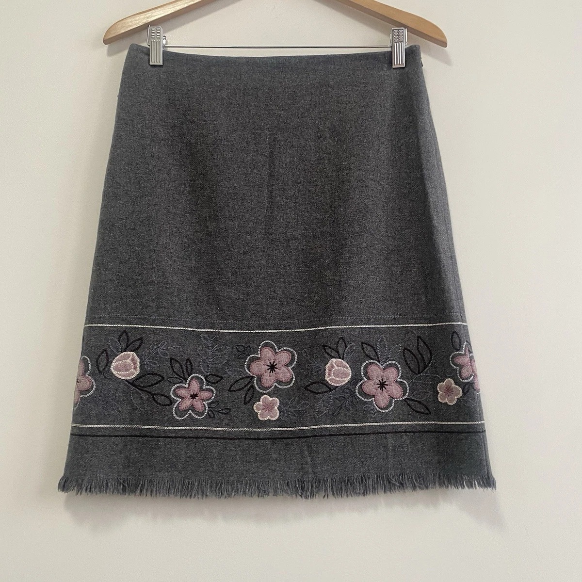 Jupe Ann Taylor Loft coton tweed rayé fausse enveloppe avec