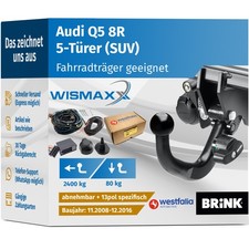 ANHÄNGERKUPPLUNG für Audi Q5 8R 8R 08-16 abnehmbar BRINK +13pol E-Satz SPEZ