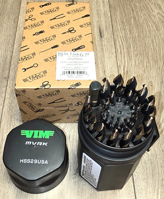 VIM Tools MVRK USA 29pc HSS Step Point Drill Bit Set, 1/16 to 1/2'' #HSS29USA