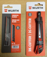 W&Uuml;RTH 9mm SET 2K Cuttermesser mit 11 schwarzen Abbrechklingen extrem Scharf