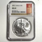 2001 American Silver Eagle $1 1Oz .999 Fine Silver NGC MS69 Official Red Book