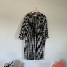 modyva Black Beige Gingham Cotton Shirt Dress 44 3/4 Sleeve
