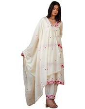 GoSriKi Women's Rayon Blend Anarkali Embroidered Kurta with Pant  Dupatta