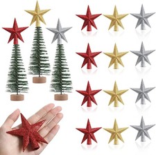 Silver Red Gold, Small Tree Topper Stars, 12 Pcs Mini Christmas Tree Topper