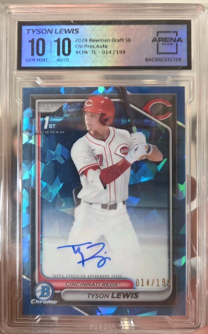 Tyson Lewis 2024 24 Bowman Chrome Draft Sapphire Auto Autograph RC #/199 GEM 10