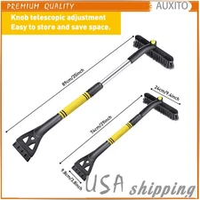 Durable 35" Car Snow Brush Extendable Foam with Squeegee Ice Scraper Shovel 360°