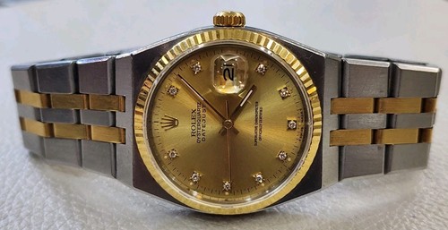 Rare Rolex Datejust 17013 Oysterquartz  Diamonds 18k Gold & Steel Watch