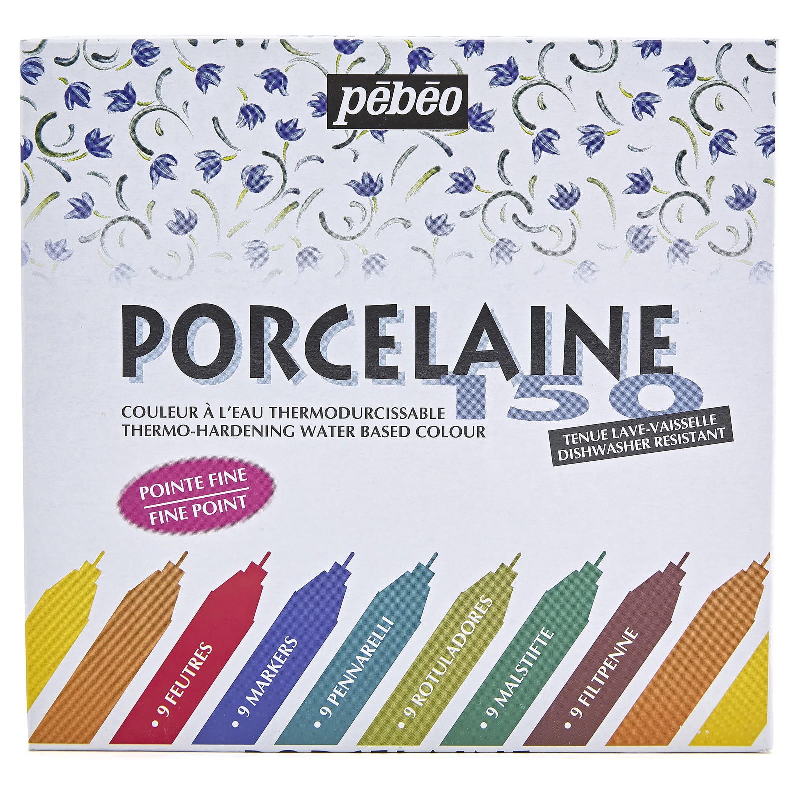 Porcelaine 150 China Paint Marker Set 9/Pkg-Fine Tip Assorted Colors