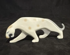 Vintage Crowning Touch Porcelain White Leopard Figurine Artistic Mid Century